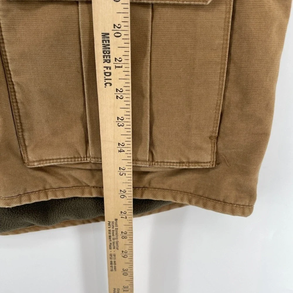 Bit & Bridle Men L Canvas Workwear Vest Fleece Lined Utility Cargo Brown Western